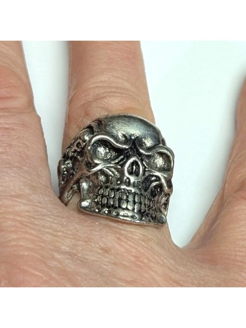 Vintage New Skull Ring Unisex Big Mens Plus Size 11 SilverTone Gothic Biker